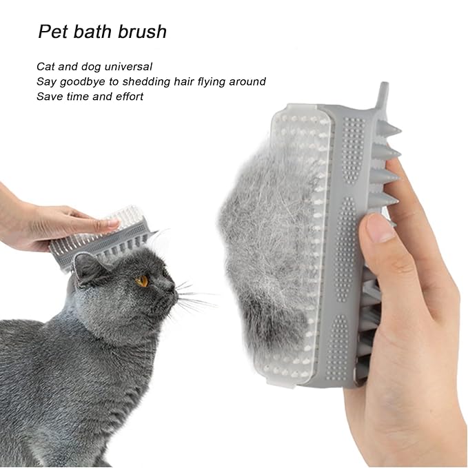 Pet Bath Brush, Suitable for Massage, Grooming, and Hair Removal for Cats and Dogs, Made of Skin Friendly Silicone Material, Deeply Cleanses and is Easy to Wash on Three Sides (green)