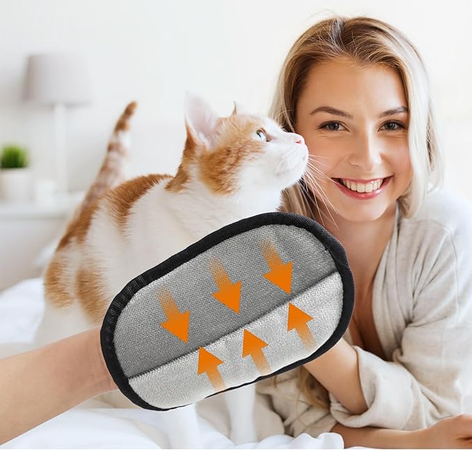 3-Pack Pet Hair Remover Brushing Gloves – Remove Fur from Clothing, Furniture, Car Seats, Bedding & Upholstery