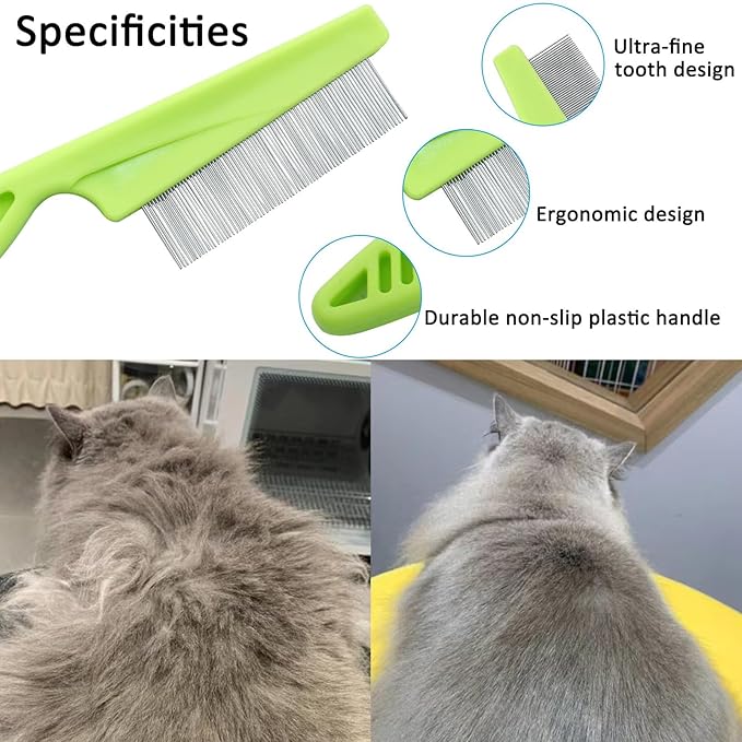 Tick Removal Tool Kit 8 in 1 for Dogs Cats with Storage Box,Safe & Easy, Effective,Stainless Steel Metal Grooming Flea Comb and Tick Tweezers,with Magnifying Glass for Humans and Pets