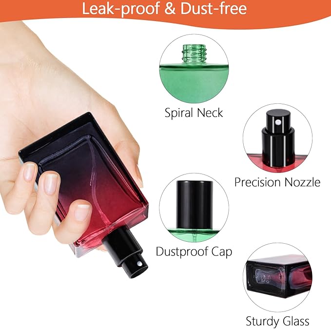 Perfume Bottles Empty Glass Atomizer Sprayer, 3 Pack 30ml Refillable Travel Spray Bottle for Fragranc or Essential Oil, Portable Cologne Atomizers with Dispensing Kit for Handbag, Date