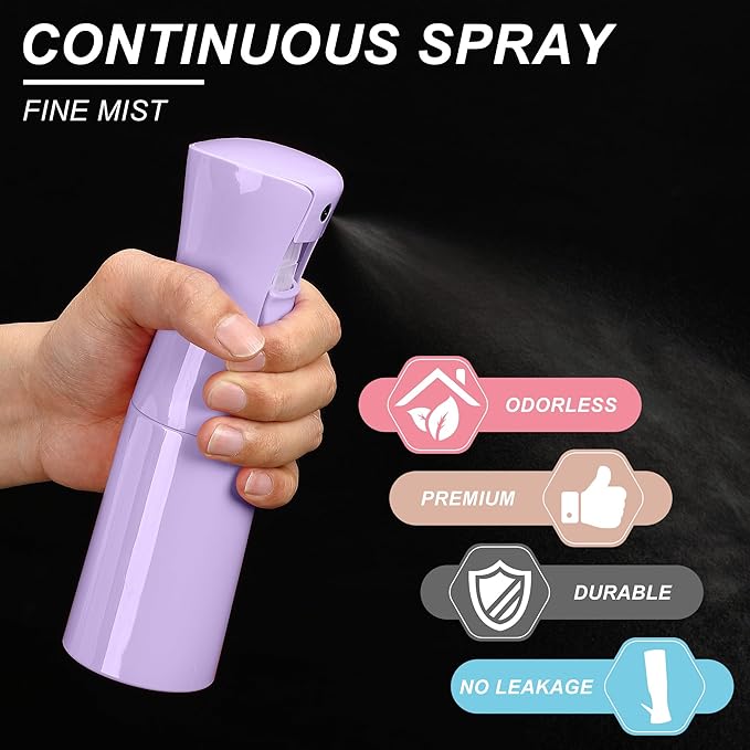 Hair Mister Spray Bottle，Spray Water Bottle Fine Mist Refillable Plants（6.8OZ /200ML） Barber，Showering Pets, Plants, travel, Ironing and Cleaning ﻿ (Purple-1Pcs)