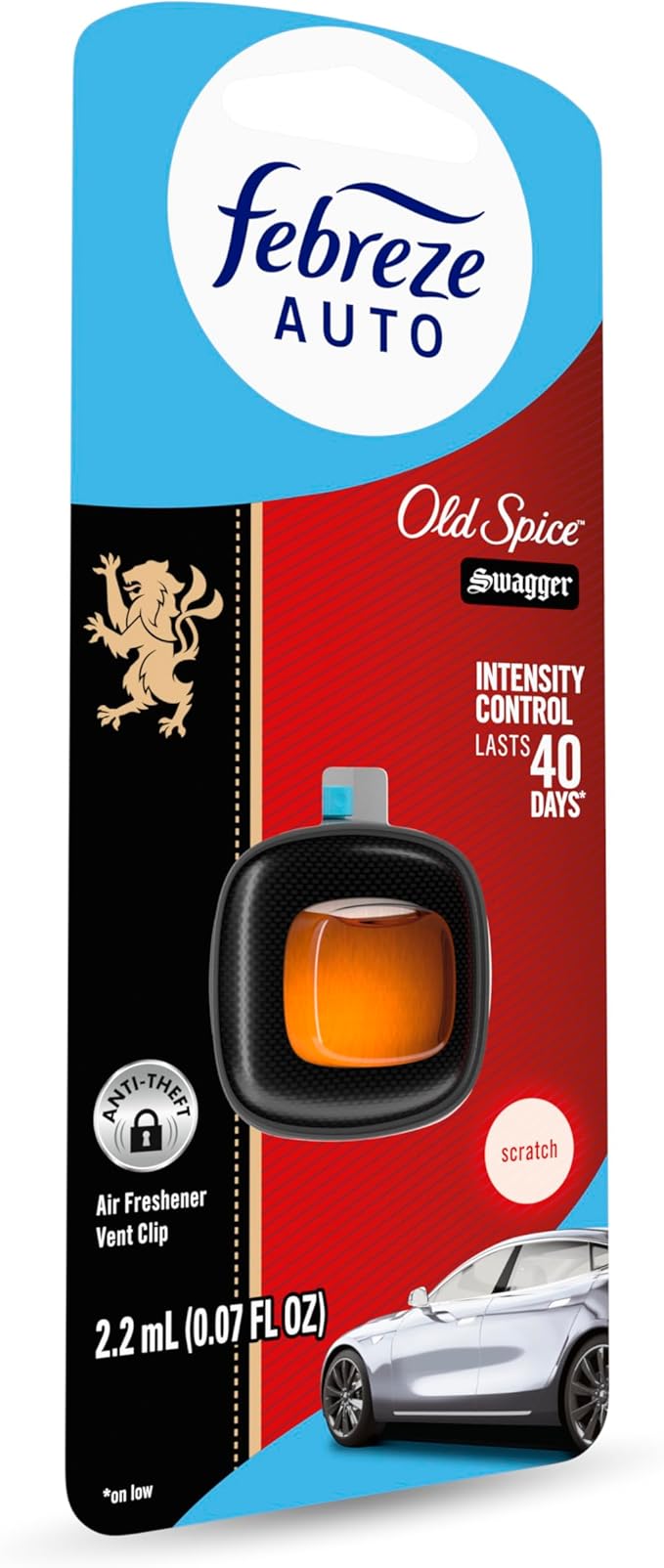 Febreze AUTO Air Freshener, Odor-Fighting Automotive Vent Clip, Old Spice Swagger Scent, 8 Count