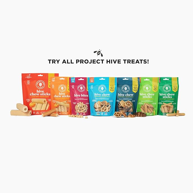 Hive Pumpkin Dental Treats for Dogs — Healthy, Vegetarian, Natural Pumpkin and Honey Flavor, Vegetarian Chews, Made in The USA (Chew Sticks, Large Breeds)-Clean Teeth and Freshens Breath