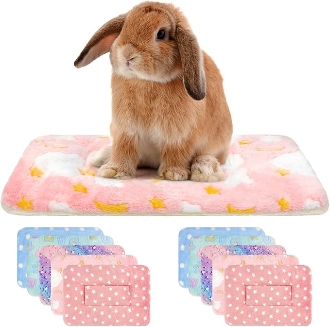 10PCS Guinea Pig Bed Soft Rabbit Bedding Cage Liner Warm Bunny Mats Pee Pads Fleece Blanket Plush Hamster Sleep Beds Ferret Squirrel Hedgehog Rat