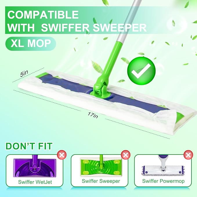 40 Count XL Dry+Wet Mopping Cloths Kit for Swiffer Sweeper XL Mop - Disposable X-Large Mop Pad Refills - Multi-Surface Pads Kit Includes 30 Dry Sweeping Cloths & 10 Wet Mopping Pads for Floor Cleaning