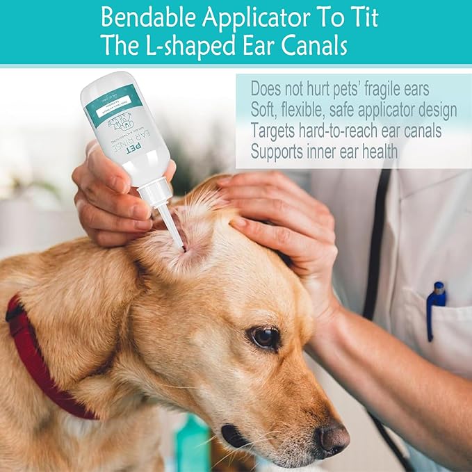 2Pack Advanced Dog Ear Cleaner, Dog Ear Cleaning Solution-Pet Ear Rinse Gently & Efficiently Dog Ear Wash-Cat & Dog Ear Clean-with 20 Cotton Swabs & 20 Finger Covers