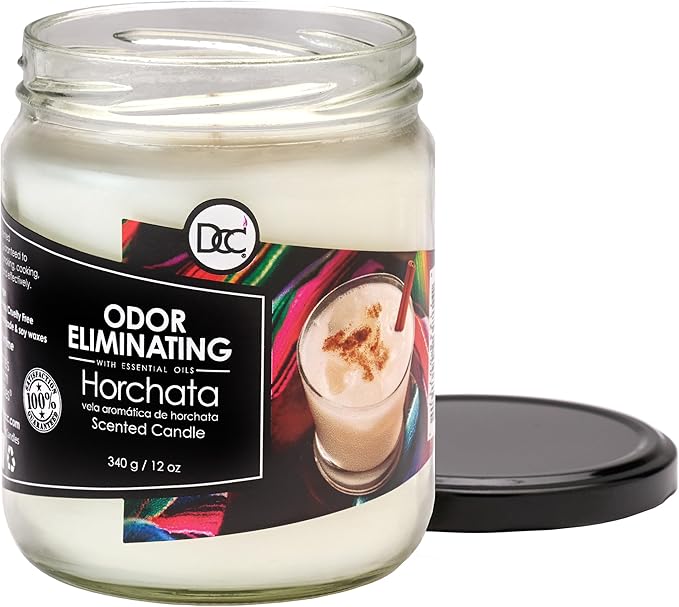Horchata Odor Eliminating Highly Fragranced Candle - Eliminates 95% of Pet, Smoke, Food, and Other Smells Quickly - Up to 80 Hour Burn time - 12 Ounce Premium Soy Blend