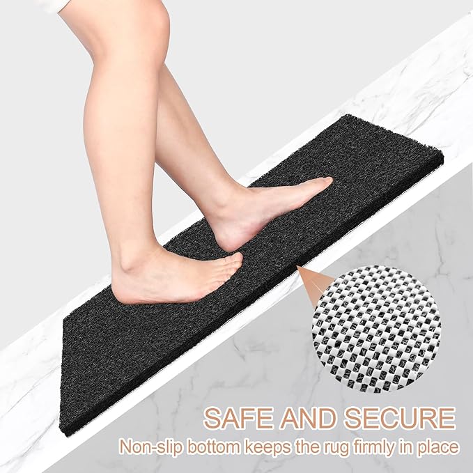 Joyhalo Shower Mats for Showers Anti Slip for Elderly, 32'' x 24'' Non Slip Bath Mat for Inside Shower, Bath Tub Mats for Bathroom Non Slip for Shower, PVC Loofah Bathroom Mats, Black
