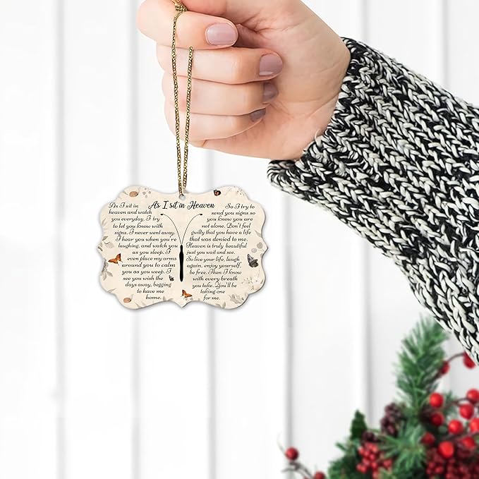 Hyturtle Butterfly l As I Sit in Heaven Ornament - Butterfly Memorial Gifts for Loss of Loved One - Christmas Tree Cardinal Aluminum Ornament