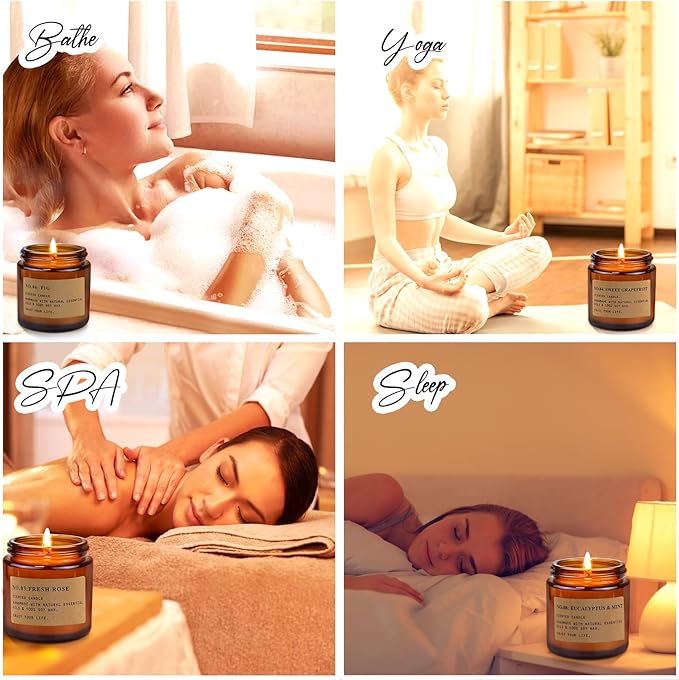 8 Pack Candles for Home Scented,Aromatherapy Jar Candle Gifts for Women, Natural Soy Wax Amber Candle Set, Scented Candles Set for Birthday Valentine Thanksgiving Christmas Day Present