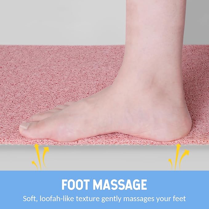 Non-Slip Bathtub Mat, Anti Slip Shower Mat, Fast Drying Bathtub Mats, Foot Scrubber Mat, Anti Slip Mat for Tub, Floor, Bathroom, Kitchen, Home, Hotel (Pink 24"×16")