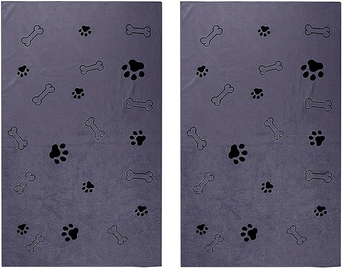 Dog Towels for Drying Dogs,Microfiber Pet Grooming Towel Quick Drying Bathing Supplies Bathing Shower BeachTowel for Dogs Cats and Other Pets,Grey 2-Pack