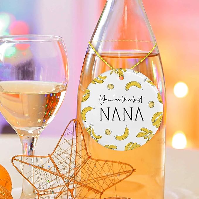 You're The Best Nana Ceramic Ornaments Gifts, Funny Banana Grandma Grandmother Banana Hanging Ornament Decor for Christmas Tree Car, Thank You Appreciation Gifts for Nana Birthday Holiday