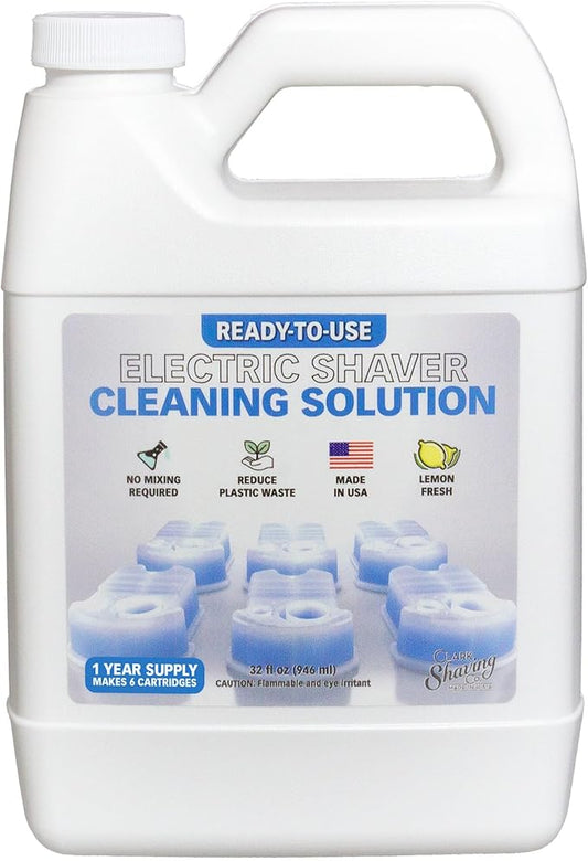 32oz Shaver Cleaning Solution & Easy Refill. Compatible with Braun Clean & Renew