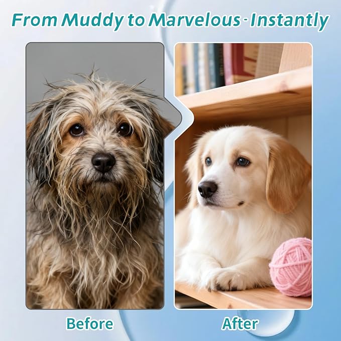 12 PCS Rinse Free Dog Shampoo Mitts, Waterless Dog Shampoo Mitts, Hypoallergenic Pet Bath Wipes Perfect for Dogs, Suitable for Daily Care and Travel