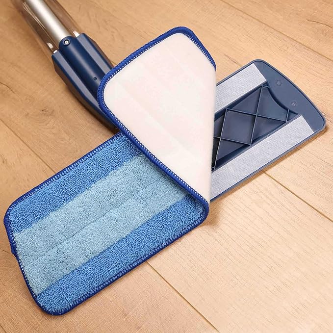 16.5 inch Mop Pads Refills, 3 Pack Microfiber Reusable Replacement Mop Pads Flat Replacements Heads for Wet Or Dry Floor Cleaning and Scrubbing, Blue Cloth