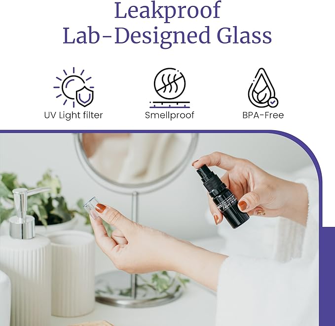 Infinity Jars 15 Ml (.5 fl oz) Black Ultraviolet Glass Fine Mist Spray Bottle Cleaning Products Refillable Containers Homemade Perfume Blends Room, Sprays Bath Beauty Hair, Screw Top Bottles 10-Pack