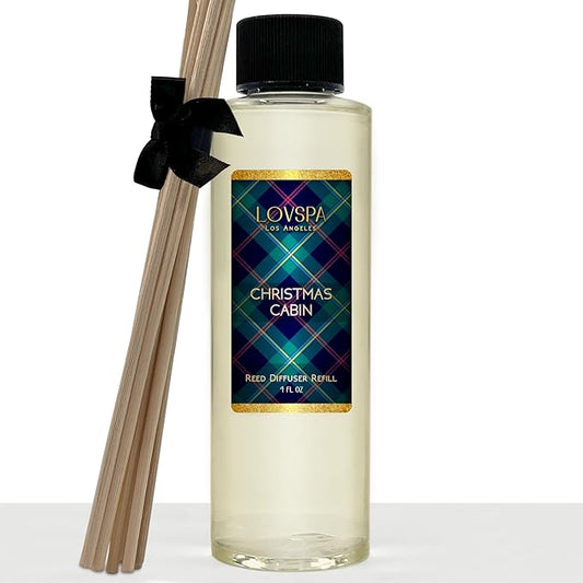 LOVSPA Christmas Cabin Diffuser Oil - Holiday Essential Oils for Diffuser Refill & Air Freshener Room Spray - Long-Lasting & Natural Home Fragrance, Scented Oil for Diffusers, USA Made, 4oz