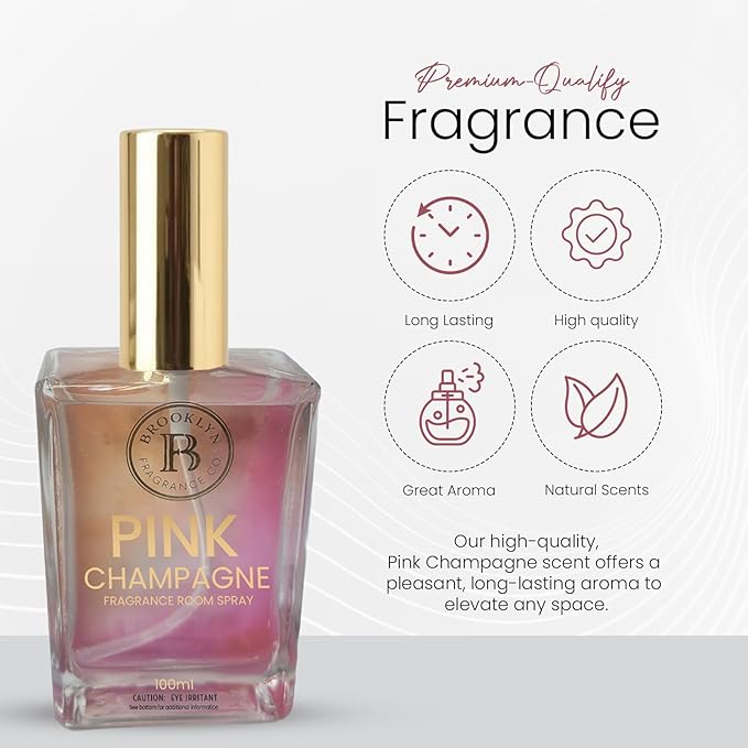Brooklyn Fragrance Co. BFC- Watercolor Ombre Room Spray – Premium Pink Champagne Scent - Long lasting Fragrance for Home, Office or Bathroom – Air Freshener Rectangle Spray bottle – 100 ml
