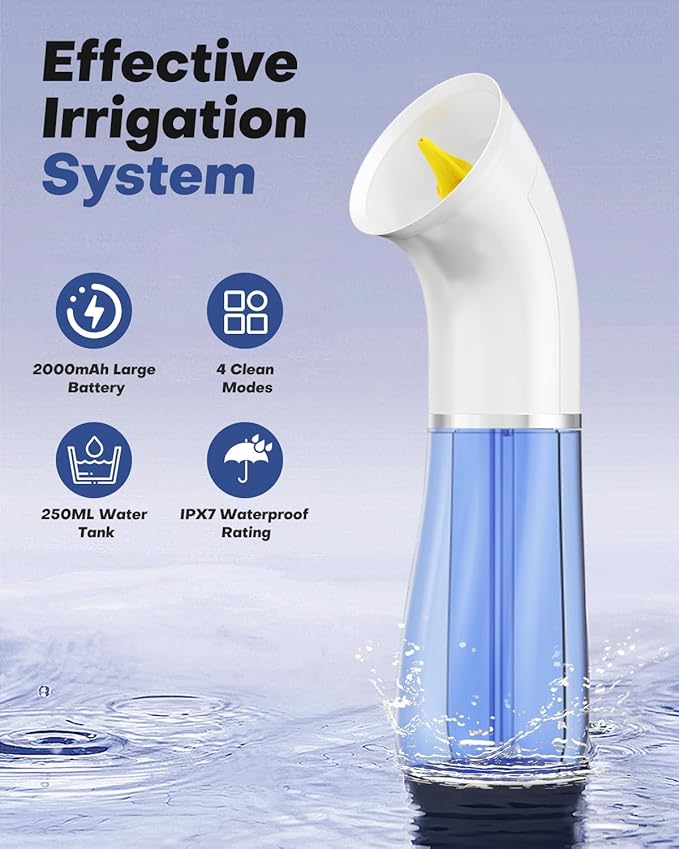 Upgraded Ear Wax Removal Kit, One Piece Waste Tank - Ear Irrigation Flushing System with 4 Modes & 8 Nozzles - IPX7, Safe and Effective Electric Ear Cleaner for Family Use, Type-C (White)
