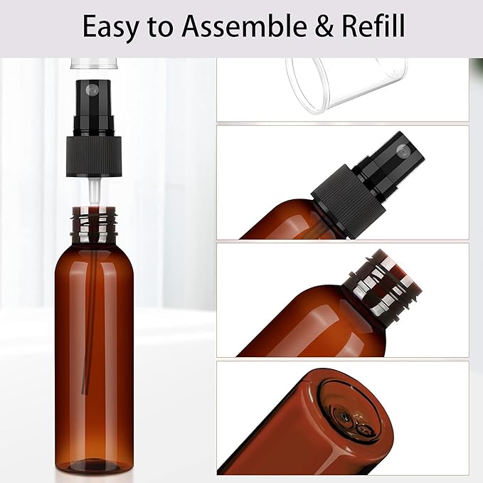 100 Pack 2 Oz Plastic Mini Spray Bottles with Refillable Mist Sprayer for Travel and Household Use for Perfume Essential Oils Cleaning (Wine Red)
