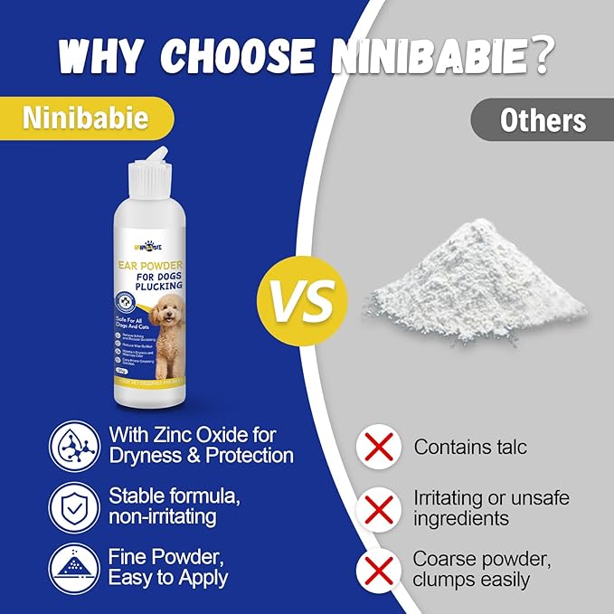 Dog Ear Powder for Hair Removal,Ear Cleaner for Itching,Infection Treatment for Poodles, Doodles(Ear Powder*1)