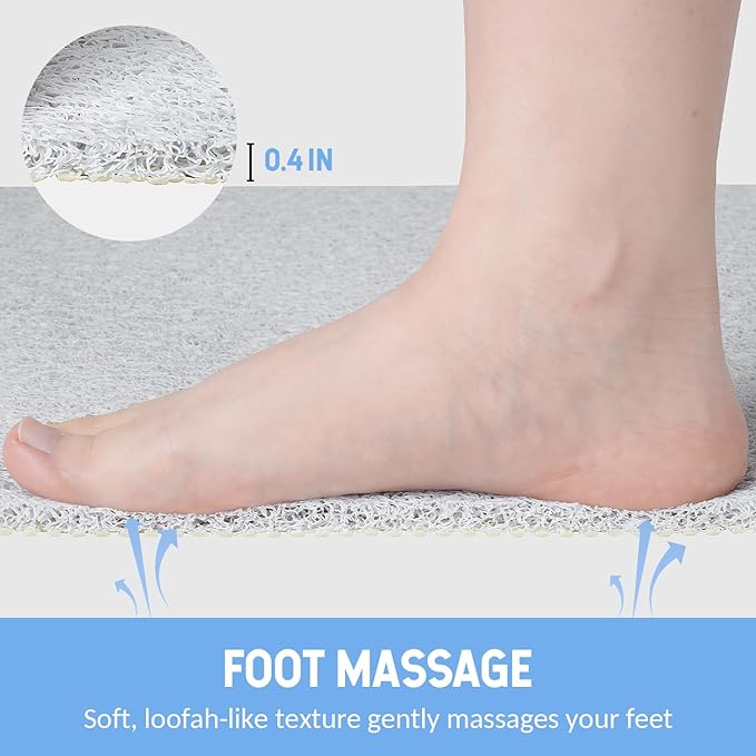 Non-Slip Bathtub Mat, 2 Pack Anti Slip Shower Mat, Fast Drying Bathtub Mats, Foot Scrubber Mat, Anti Slip Mat for Tub, Floor, Bathroom, Kitchen, Home, Hotel (White 24"×16"+24"×16")