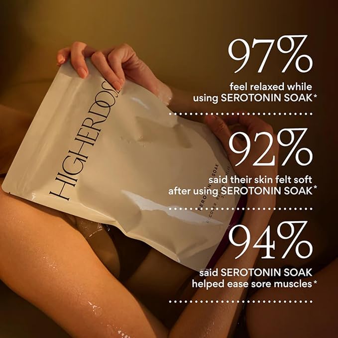 HigherDOSE Serotonin Soak Magnesium Bath Salts - Natural Detox and Muscle Recovery with Magnesium Flakes, Algae + Apple Cider Vinegar - Luxurious Bath Salt Infused with Relaxing Essentials Oils