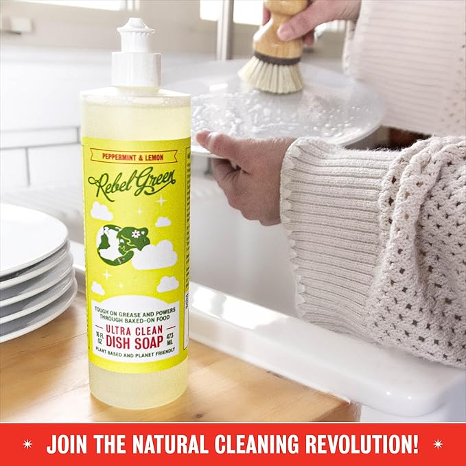 Rebel Green Super Deluxe Dish Soap - Natural Dishwashing Soap - Liquid Dish Detergent - Sustainable Dish Liquid Scented with Lavender & Grapefruit - (16 oz Bottles, 2 Pack)