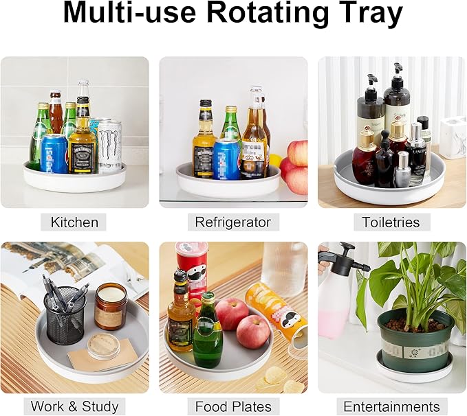 JOYMOOP Microfiber Cleaning Cloth, 5 PCS Kitchen Towels(10" x 10"), Absorbent Streak Free Lint Cleaning Cloths, Reusable and Washable Dish Rags with 12" and 10" Lazy Susan Organizer