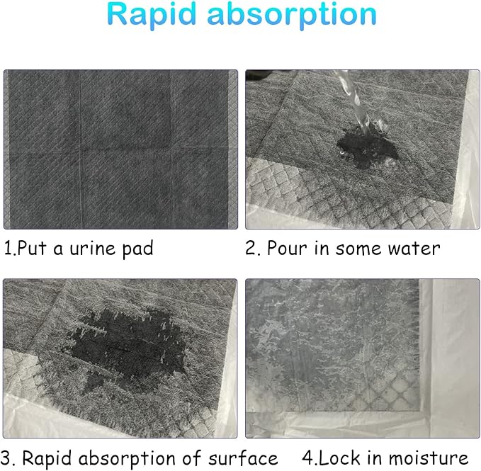 100 Pcs Disposable Rabbit Pee Pads,Pet Pees Pad Cage Black Carbon Liner,Super Absorbent Leak Proof Cushion Reduce Odor Bunny Training Accessories for Kitten Puppy Hamsters Hedgehog