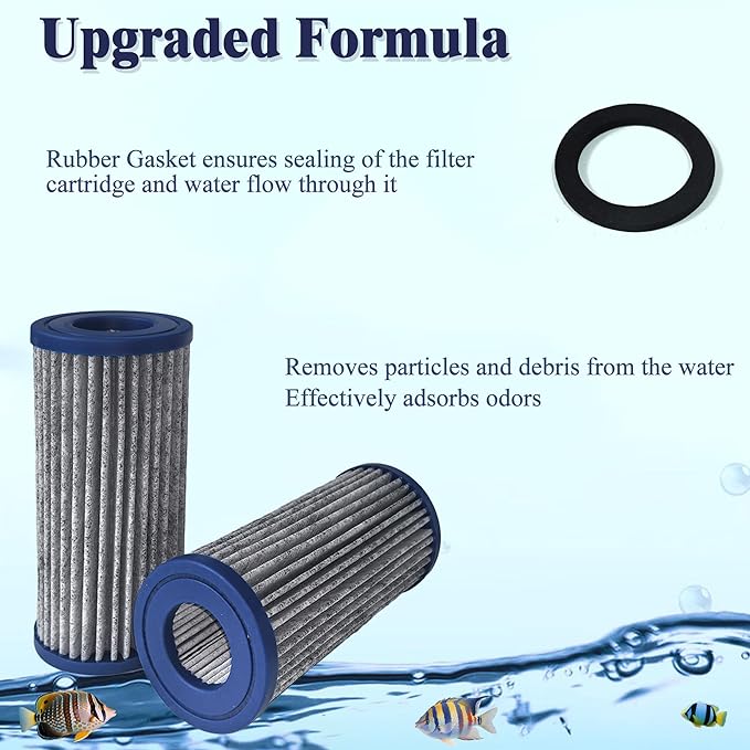 NewKe 8 Pack Activated Carbon Micron Cartridge Replacement for MarineLand Magnum Polishing Internal Canister Filter (Ml90770), Compare to Part# PA0140,4 Upgraded Micron Cartridge and 4 Rubber Gasket