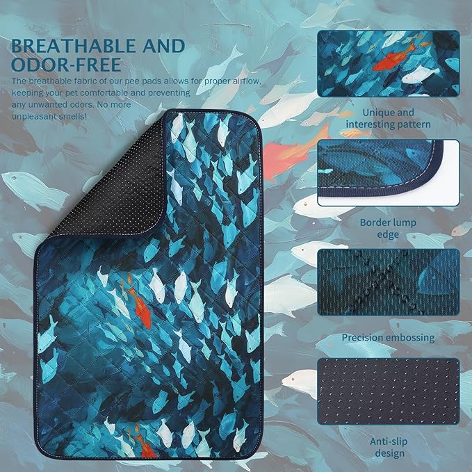 IEUUMLER Washable Pee Pads for Dogs, 2 Pack Reusable Waterproof Puppy Pads, Non-Slip Super Absorbent Training Pad for Playpen Crate Bed EU012