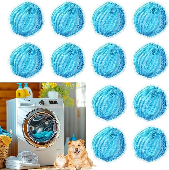 12PCS Pet Hair Remover for Laundry, Reusable Laundry Lint Remover, Dog &Cat Hair Remover for Clothes Bedding, 1.38inches Laundry Hair Trap for Washer Dryer
