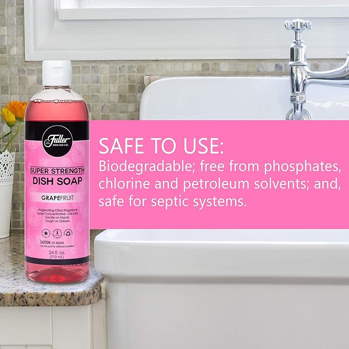 Fuller Brush Super Strength Dish Soap ? Economical ? Use Much Less ? For Dishes, Glasses, Silverware, Utensils, Pots, Pans, Countertops, Tables ? Invigorating Fragrance (Grapefruit) 2 Pack