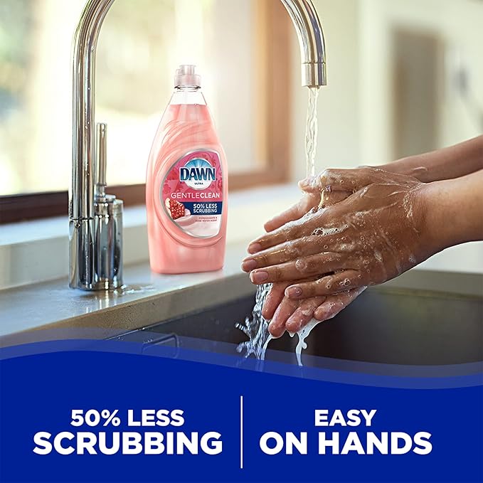 Dawn Ultra Gentle Clean Dishwashing Liquid Dish Soap, Pomegranate & Rose Water Scent, 24 fl oz