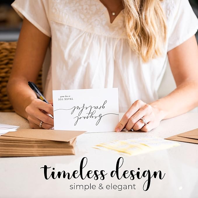 120 Heavyweight Blank Thank You Cards with Envelopes Beyond Grateful Thank You Cards, Bridal Shower, Engagement, Graduation, Wedding Bulk Pack Card with Envelopes & Stickers (4 x 6 Inches) (120 Pack)
