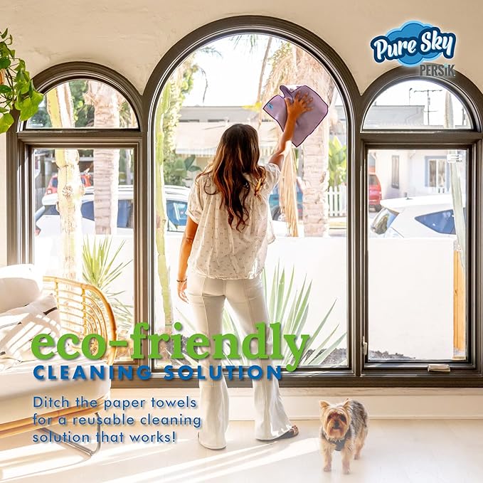 persik Microfiber Magic Streak Free Cleaning Cloth - JUST ADD Water No Detergents Needed – Streak Free Magic Ultra Microfiber Towel - for Windows,Car Glass, Mirror and Screen - Leaves no Wiping Mark