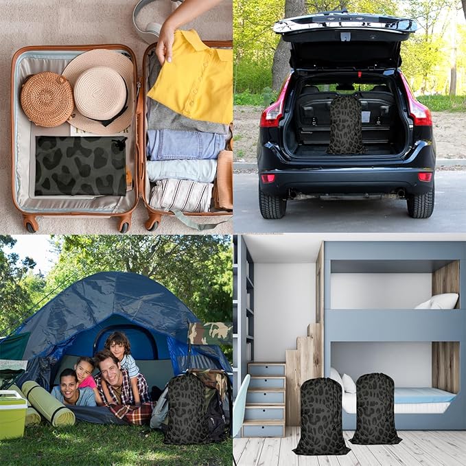 Swono Safari Pattern Laundry Basket Clothes Hamper Bag Wildlife Zoo African Animal Skin Collapsible Dirty Clothes Storage Laundry Organizer, Leopard Print