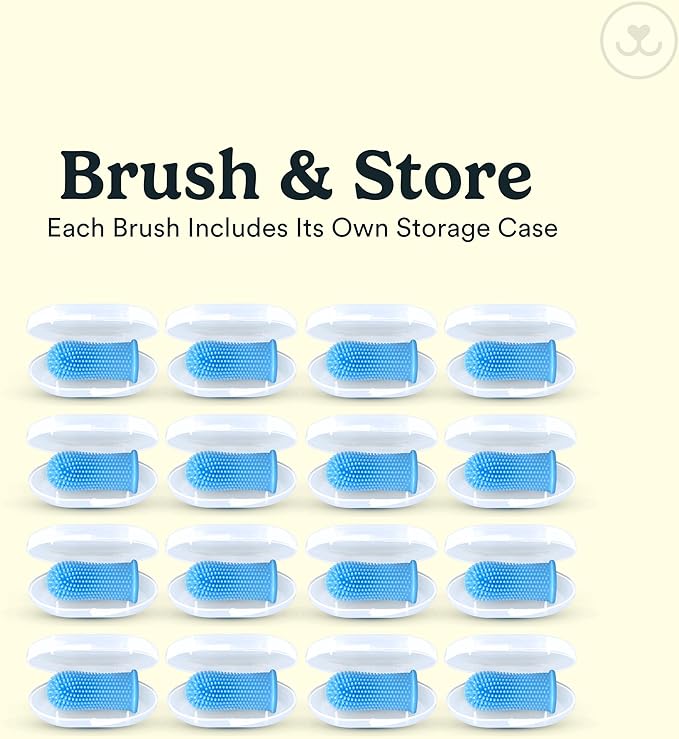 Jasper Dog Toothbrush, 360 Degree Pet Tooth Brushing Kit, Cat Toothbrush, Canine Dental Care & Teeth Cleaning Kit, Pet Finger Tooth Brush, Use with Dog Toothpaste, 16-Pack Blue