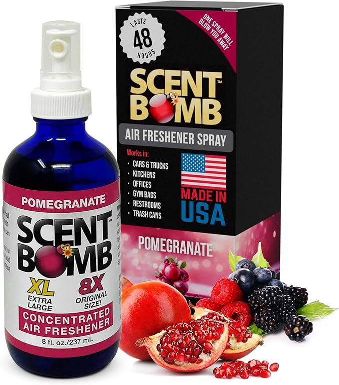 Scent Bomb Air Freshener Spray, Long-Lasting Odor Eliminator for Home & Car, Effective Deodorizer for Kitchen, Bathroom, Fresh Room Spray & Smell Neutralizer, Pomegranate Scent