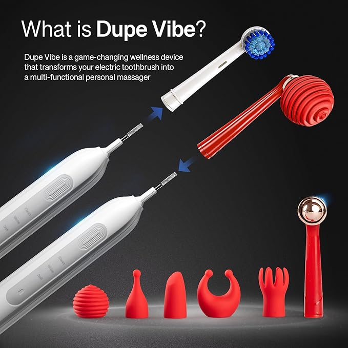 5-in-1 Silicone Massage Attachment Compatible with Rotating Electric Toothbrushes | Discreet, Travel-Friendly, Waterproof | Facial, Body, Bullet & Wand – Not for Sonic or iO Series