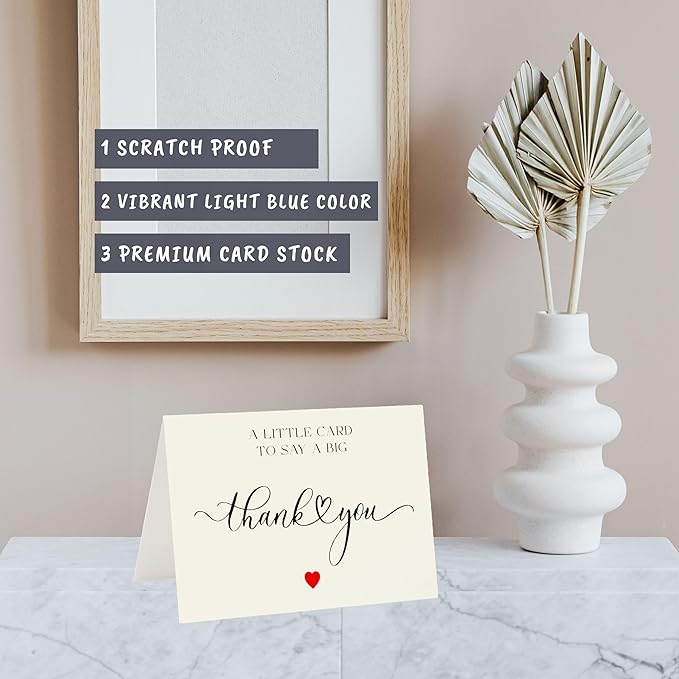 100 Bulk Thank You Cards with Kraft Envelopes and Stickers - 4 Minimalistic Designs Blank Thank You Notes with Envelopes and Heart for Business Wedding Bridal Gift Baby Shower Business Graduation