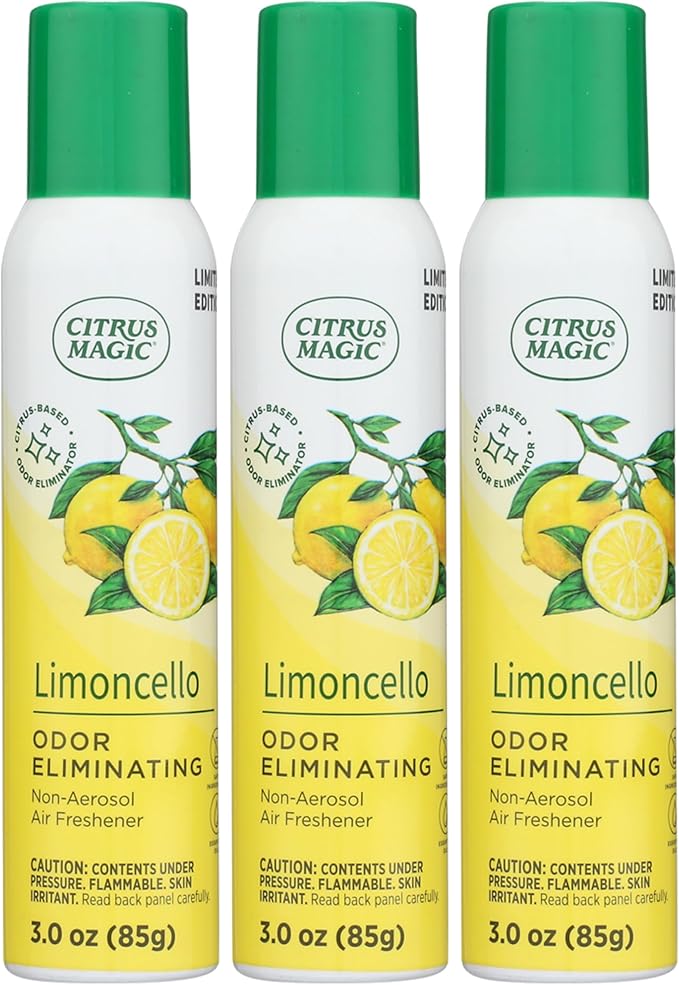 Citrus Magic Limited Edition Odor Eliminating Air Freshener Spray, Limoncello, 3-Ounce, Pack of 3