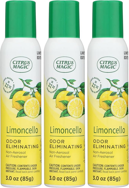 Citrus Magic Limited Edition Odor Eliminating Air Freshener Spray, Limoncello, 3-Ounce, Pack of 3