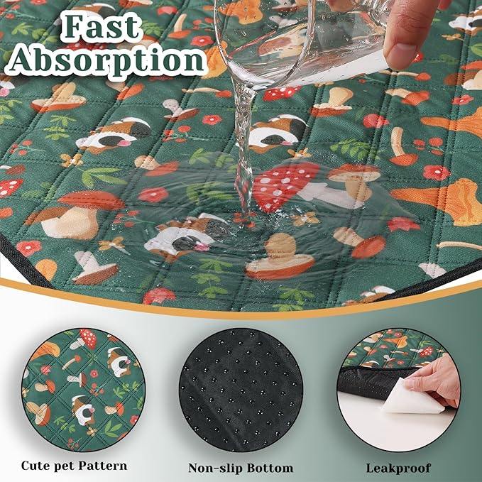 2 Pack Guinea Pig Cage Liners - Washable 47"X24" Bedding Pee Pad, Super Absorbent, Waterproof & Anti-Slip Reusable Mat for Rabbit, Hamster, Rat