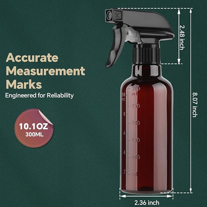 Plastic Spray Bottles (2 Pack 10 oz), Leakproof Adjustable Fine Mist & Jet Stream Nozzle, Premium BPA-Free Plastic Multi-Purpose for Hair, Plants, Cleaning (2 PACK GREEN)