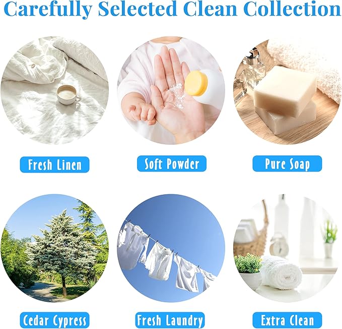 Fragrance Oil Set, MitFlor Clean Essential Oils for Diffusers for Home, 6 x10 ml, Fragrance Oil for Candle Soap Making, Aromatheraphy Oils Gift Set, Fresh Linen, Pure Soap and More Scents