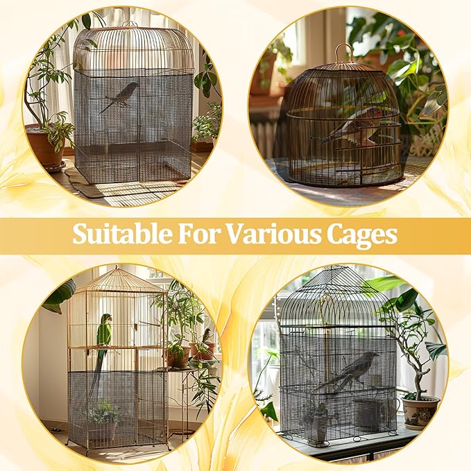 2 Pcs Bird Cage Cover - Bird Cage Seed Catcher Bird Net Bird Cage Skirt Nylon Nesh Bird Cage Net for Round Square Canary Parakeet Cockatiel Pigeon Budgie Quail Large Tall Big Bird Cage