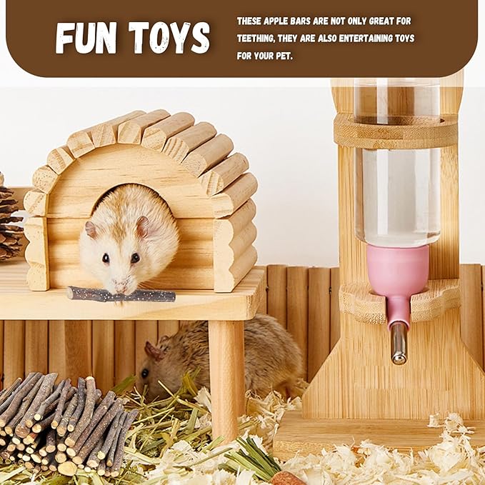 2lb(900g) Small Apple Sticks for Rabbits, Animals Molar Wood Treats Toys for Chinchillas Guinea Pig Hamster Gerbil Parrot Bunny and Small Animals Chew Stick Toys Treats